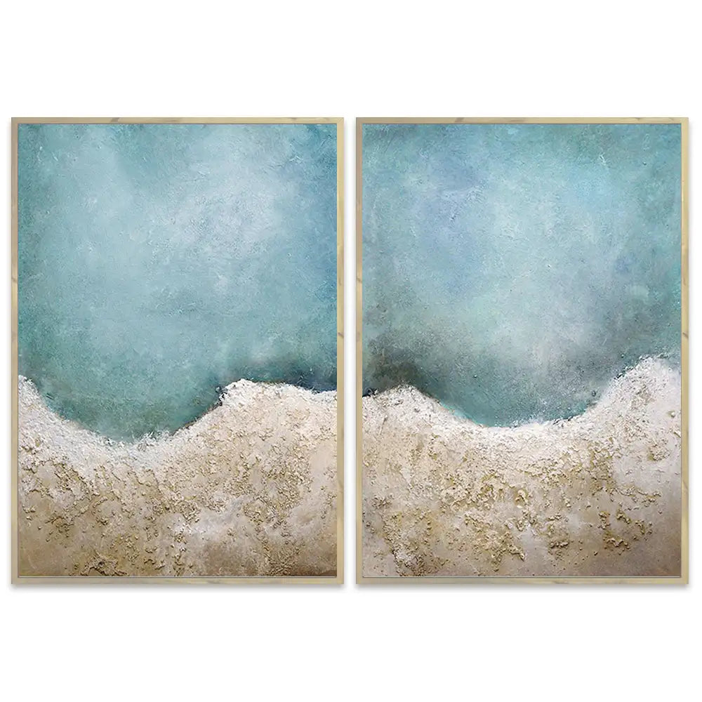 Cuadro azul turquesa inspirado en el mar con textura
