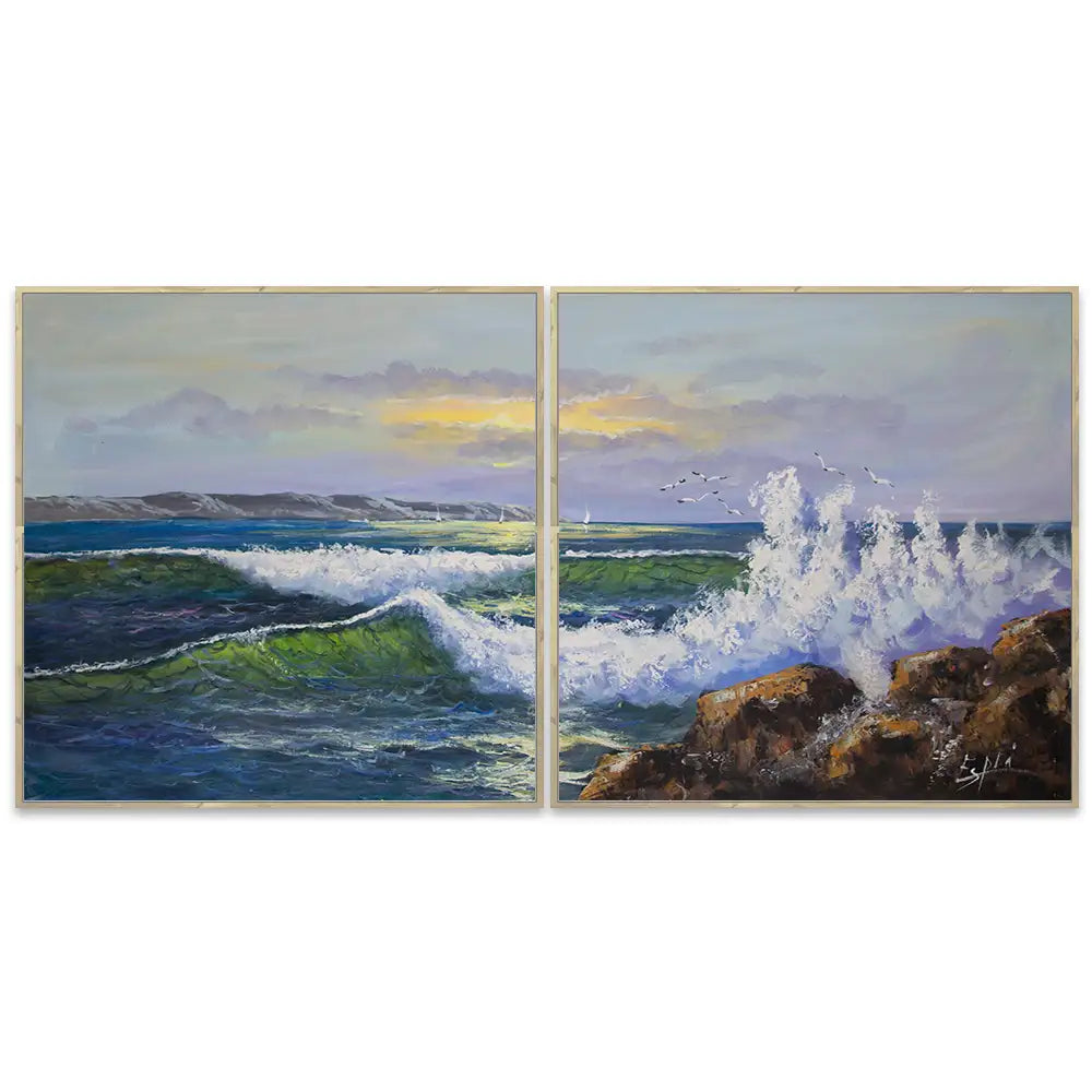 Cuadros de olas de mar | Escena marina en tonos vibrantes