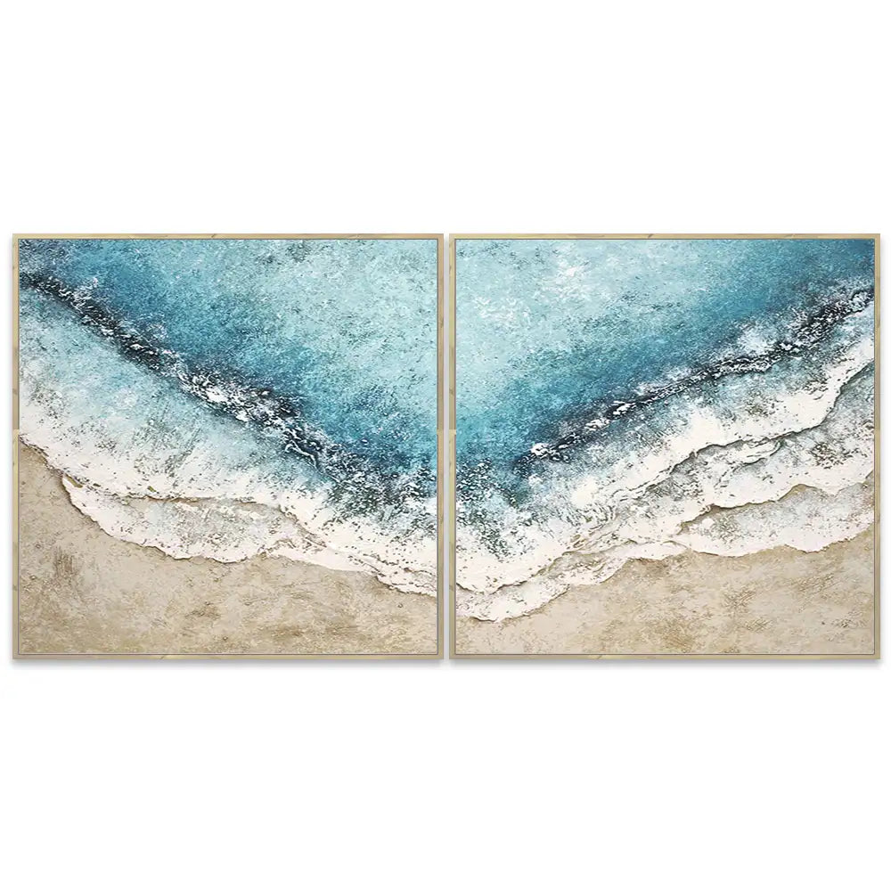 Cuadro azul turquesa inspirado en el mar con textura