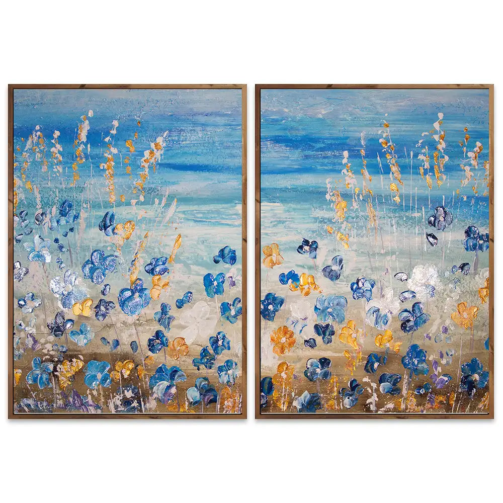 Cuadros pintados a mano del mar y flores silvestres