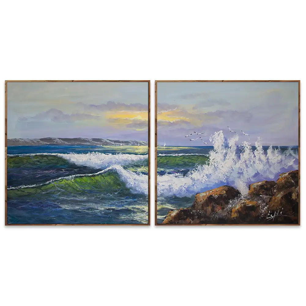 Cuadros de olas de mar | Escena marina en tonos vibrantes
