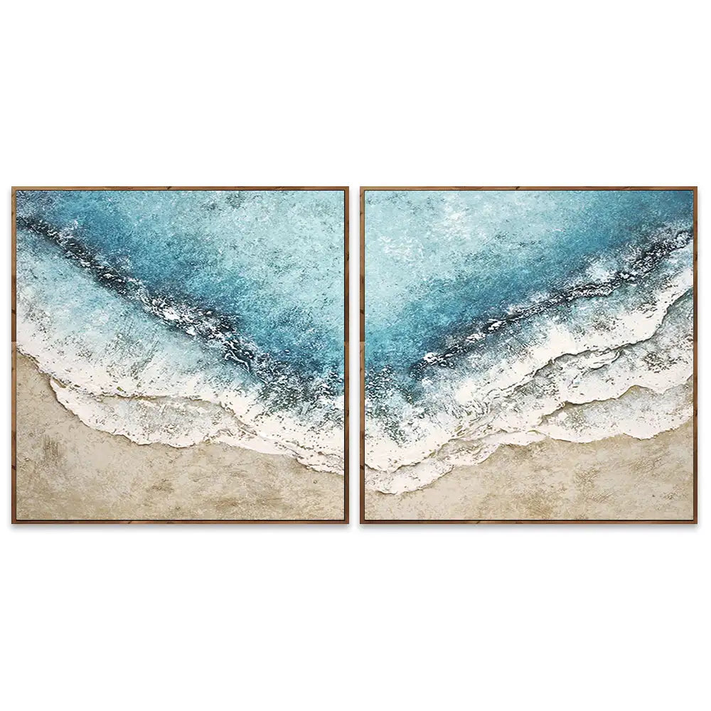 Cuadro azul turquesa inspirado en el mar con textura