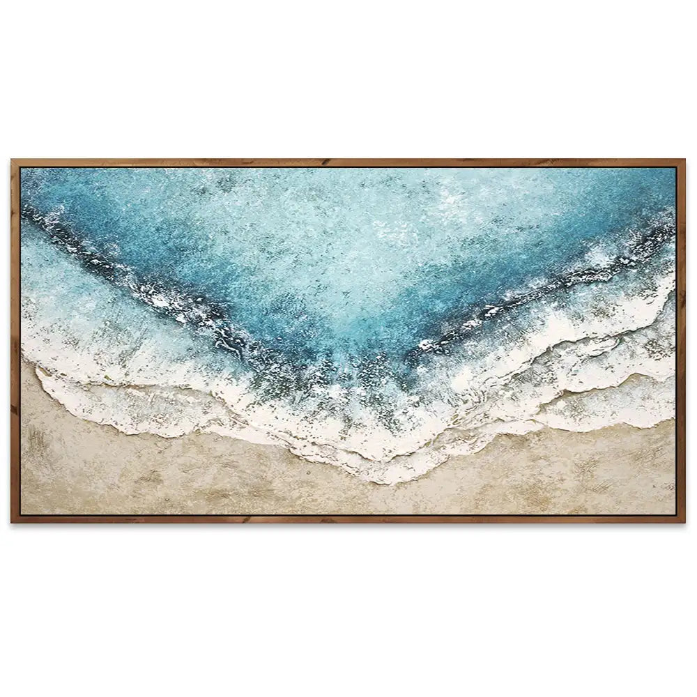 Cuadro azul turquesa inspirado en el mar con textura