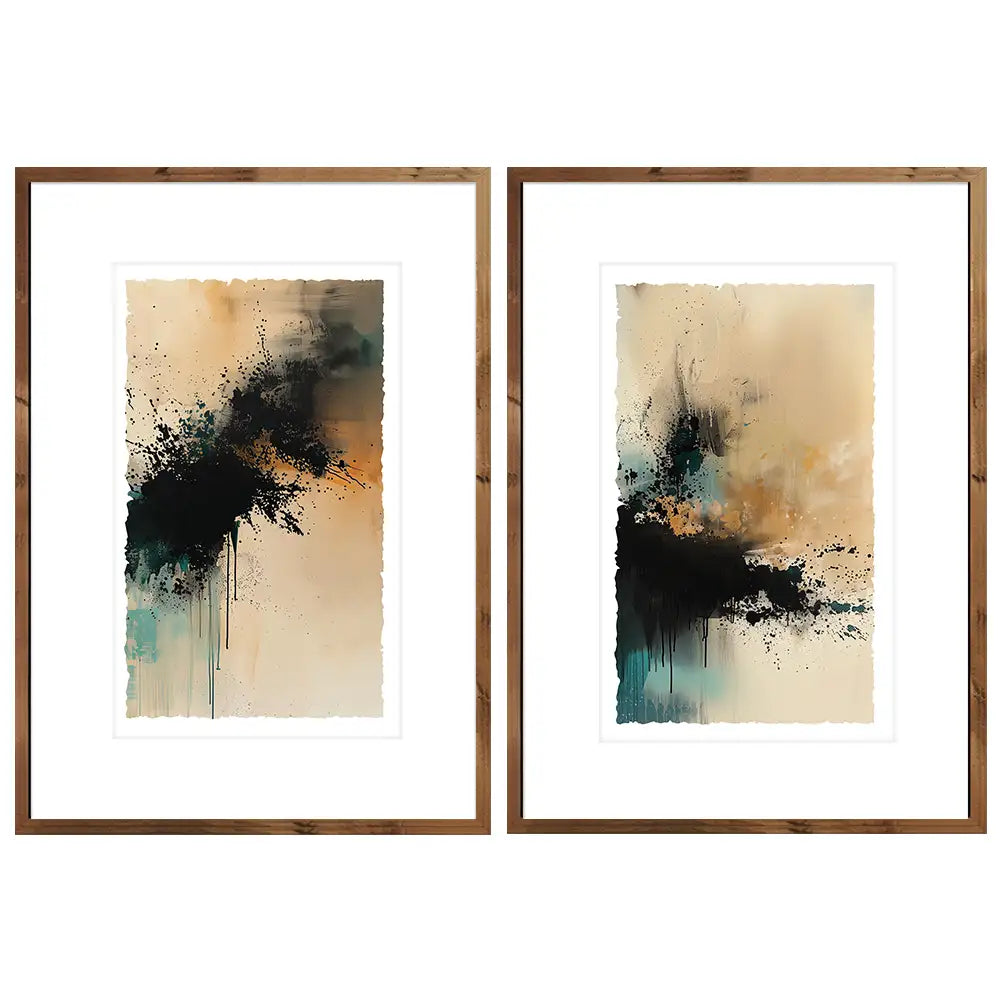 Cuadros abstractos originales con paspartu | Japandi