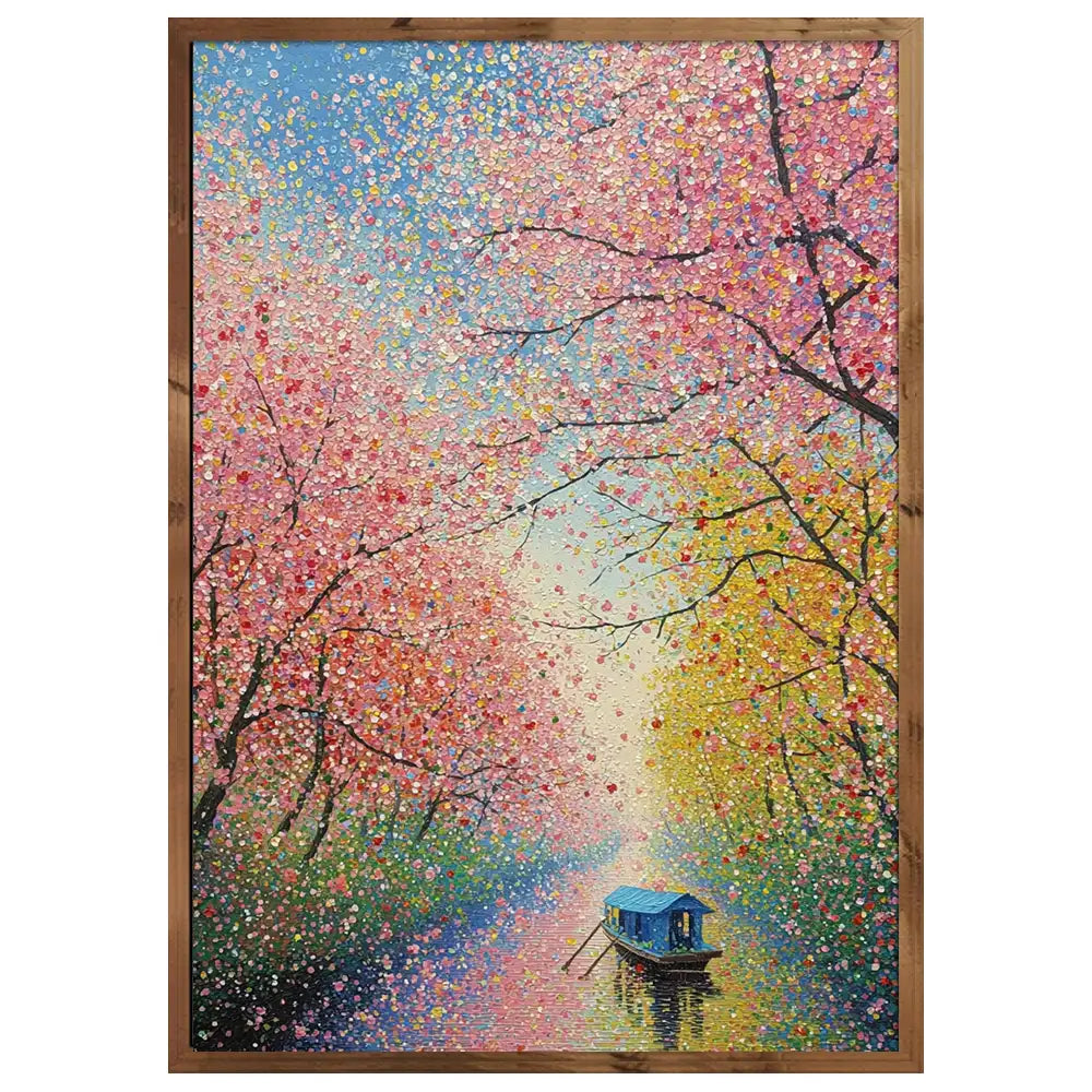 Cuadro de Paisaje Japonés con Cerezos | Tonos pastel