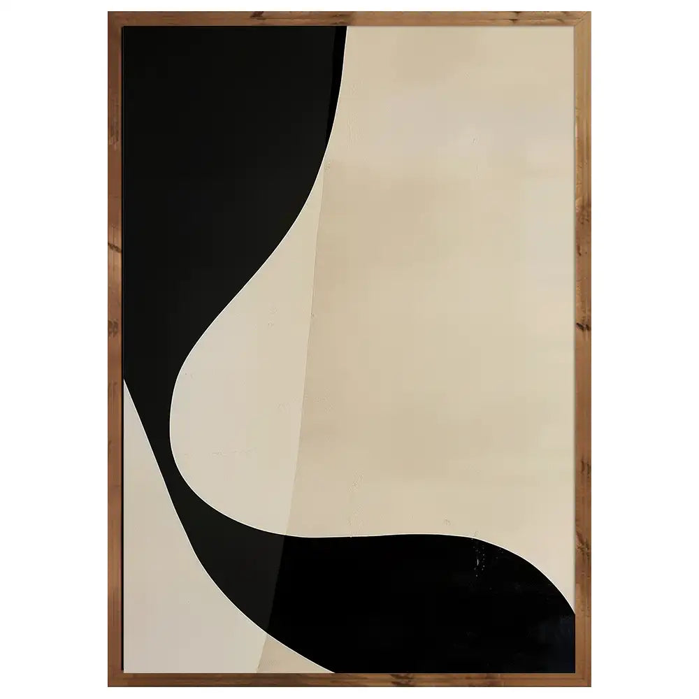 Cuadro minimalista en negro y beige | Movimiento sutil y equilibrio