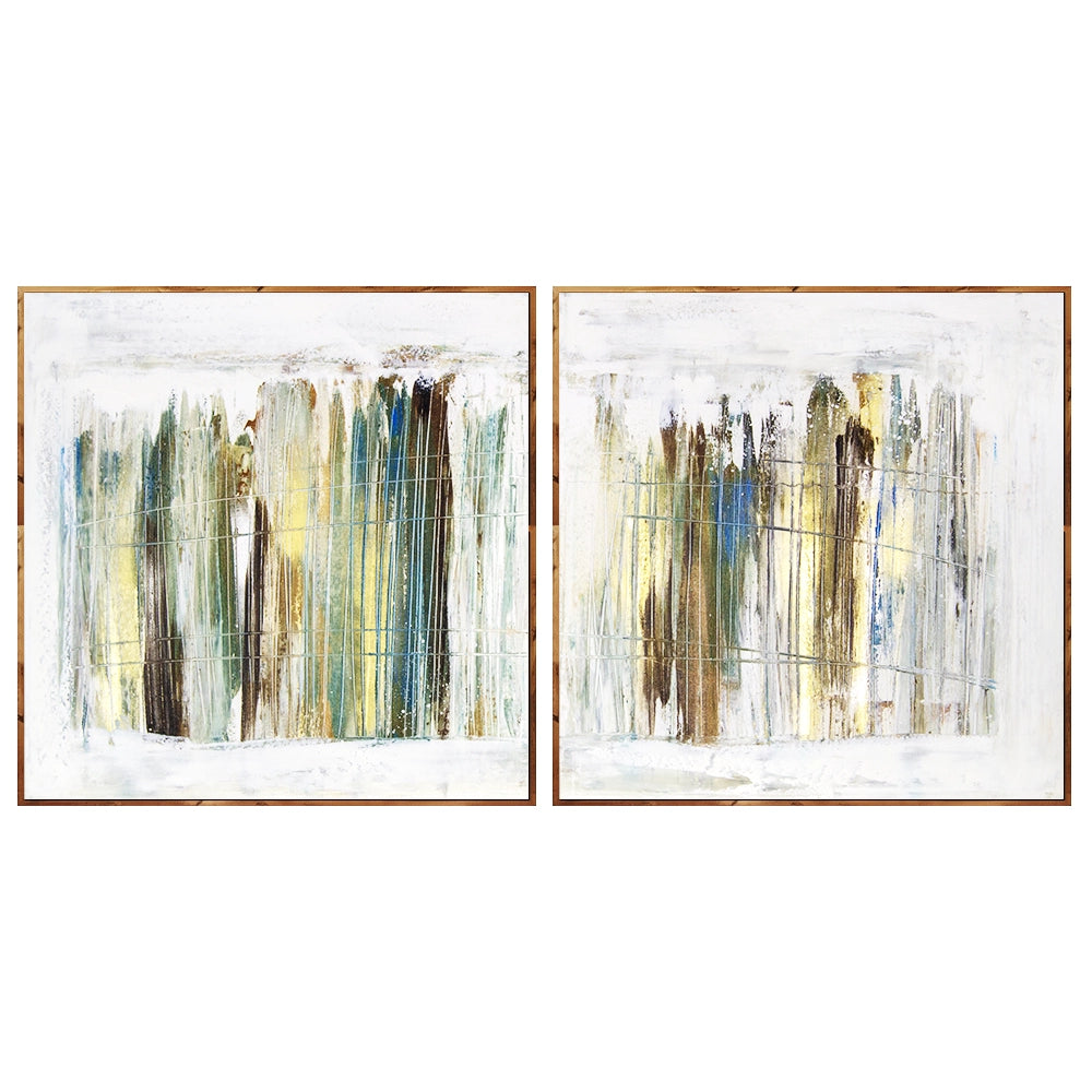 Cuadro pintado a mano en dorado y plateado abstracto