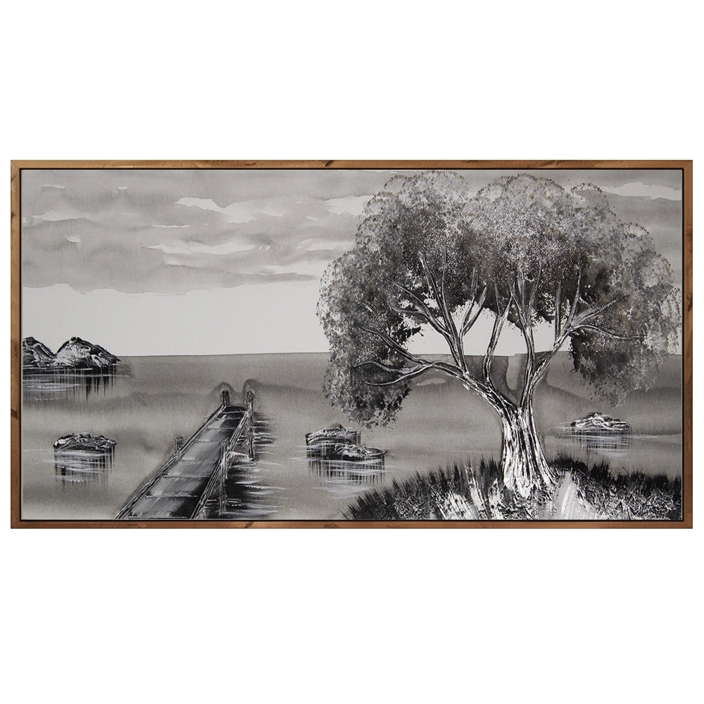 Cuadro monocromo en blanco y negro pintado a mano