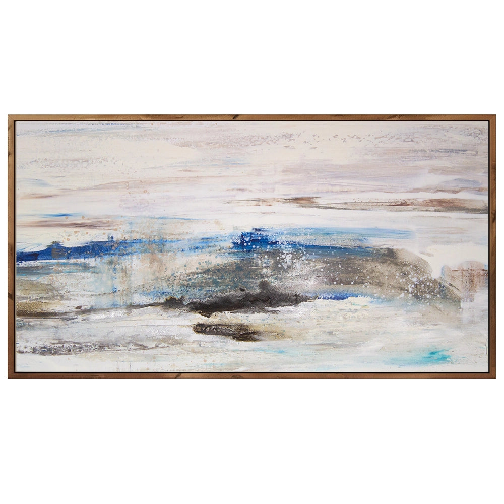 Cuadros abstractos azules pintados a mano en relieve