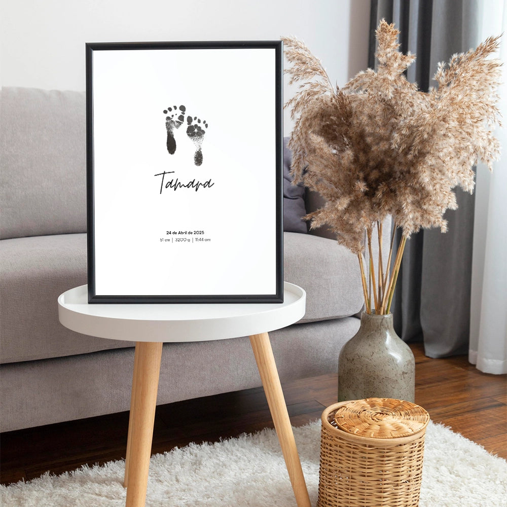 Cuadro natalicio personalizado con huellas del bebé