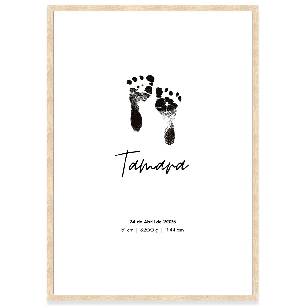 Cuadro natalicio personalizado con huellas del bebé