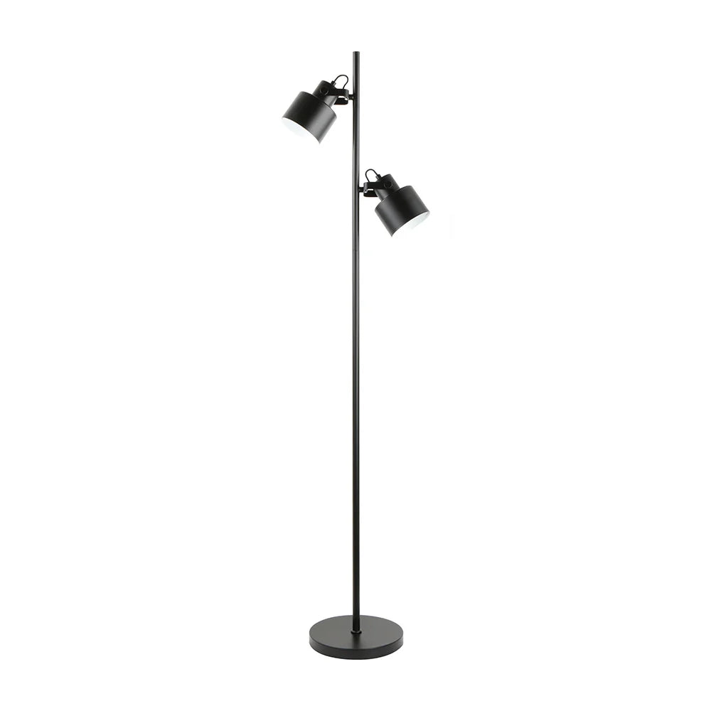 Lámpara de pie moderna de 2 luces |Color negro estilo industrial