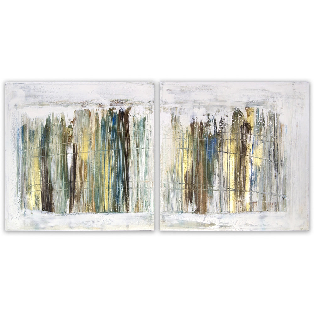 Cuadro pintado a mano en dorado y plateado abstracto