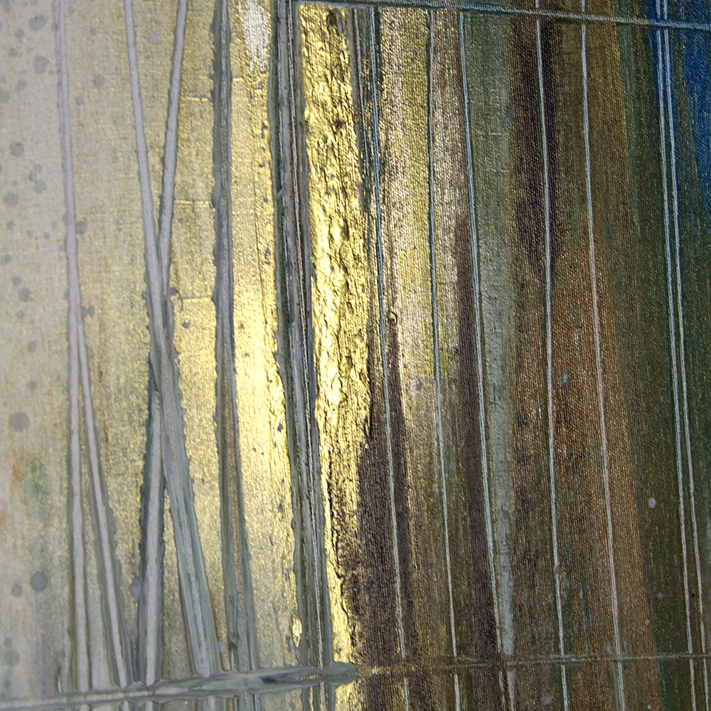 Cuadro pintado a mano en dorado y plateado abstracto