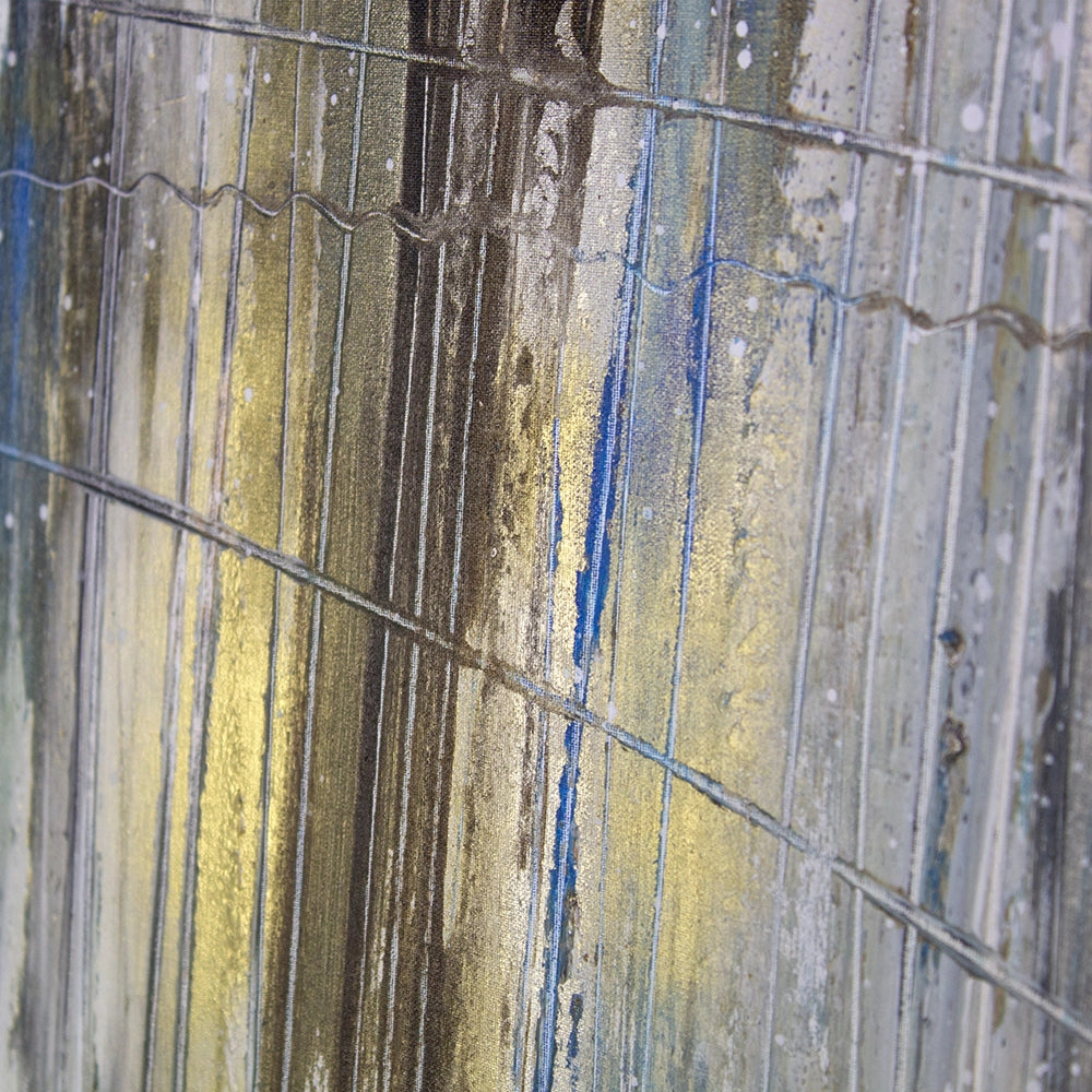 Cuadro pintado a mano en dorado y plateado abstracto