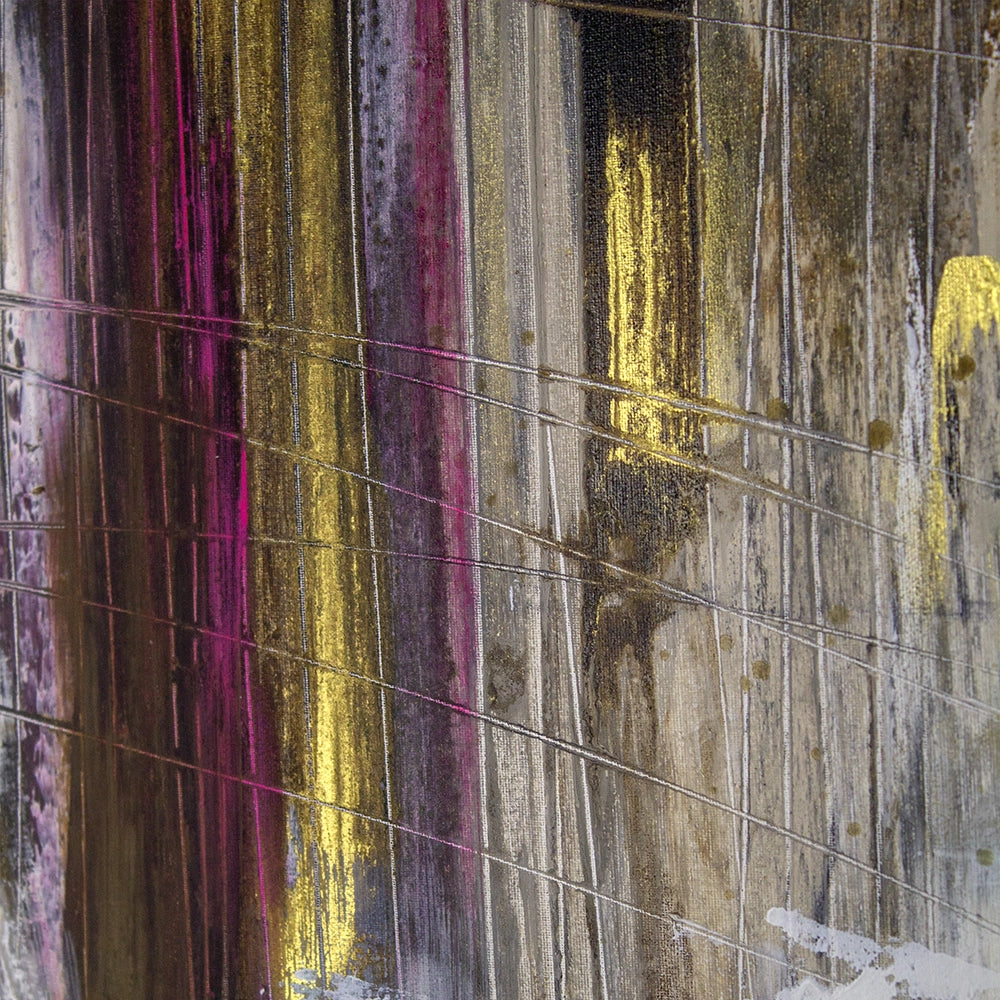 Cuadro abstracto elegante en tonos oscuros y dorados