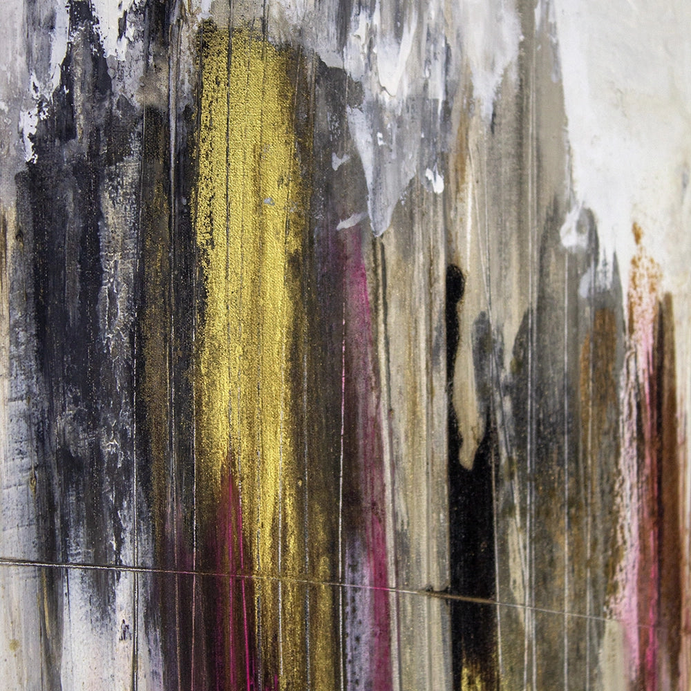 Cuadro abstracto elegante en tonos oscuros y dorados