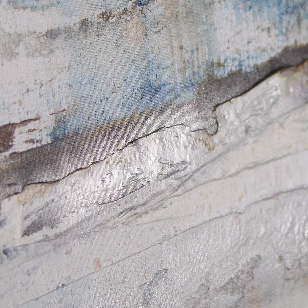 Cuadros abstractos azules pintados a mano en relieve