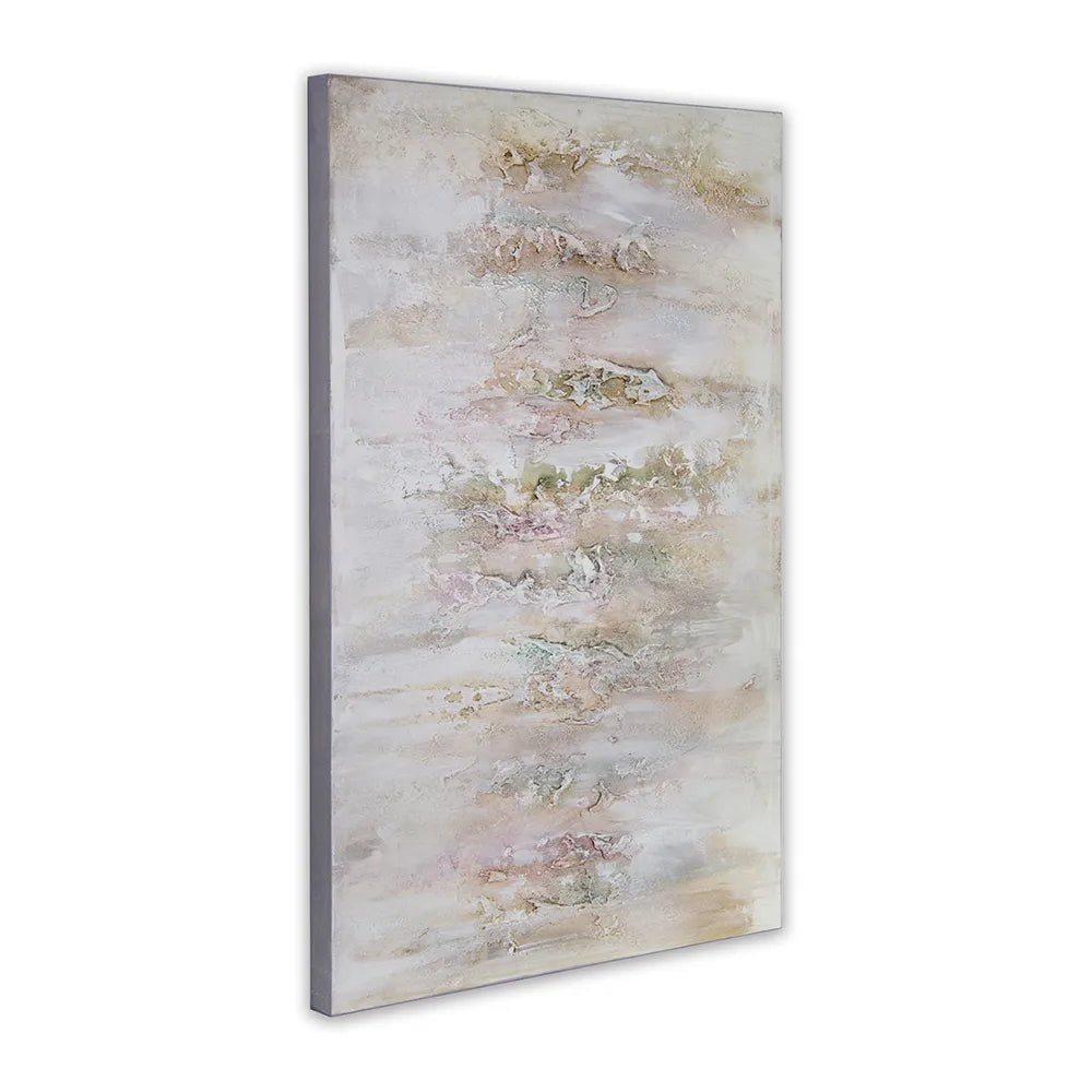 Cuadro pintado a mano con relieve en tonos metálicos suaves