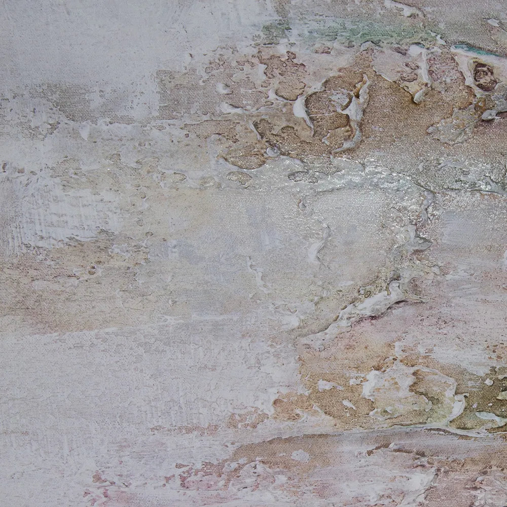 Cuadro pintado a mano con relieve en tonos metálicos suaves