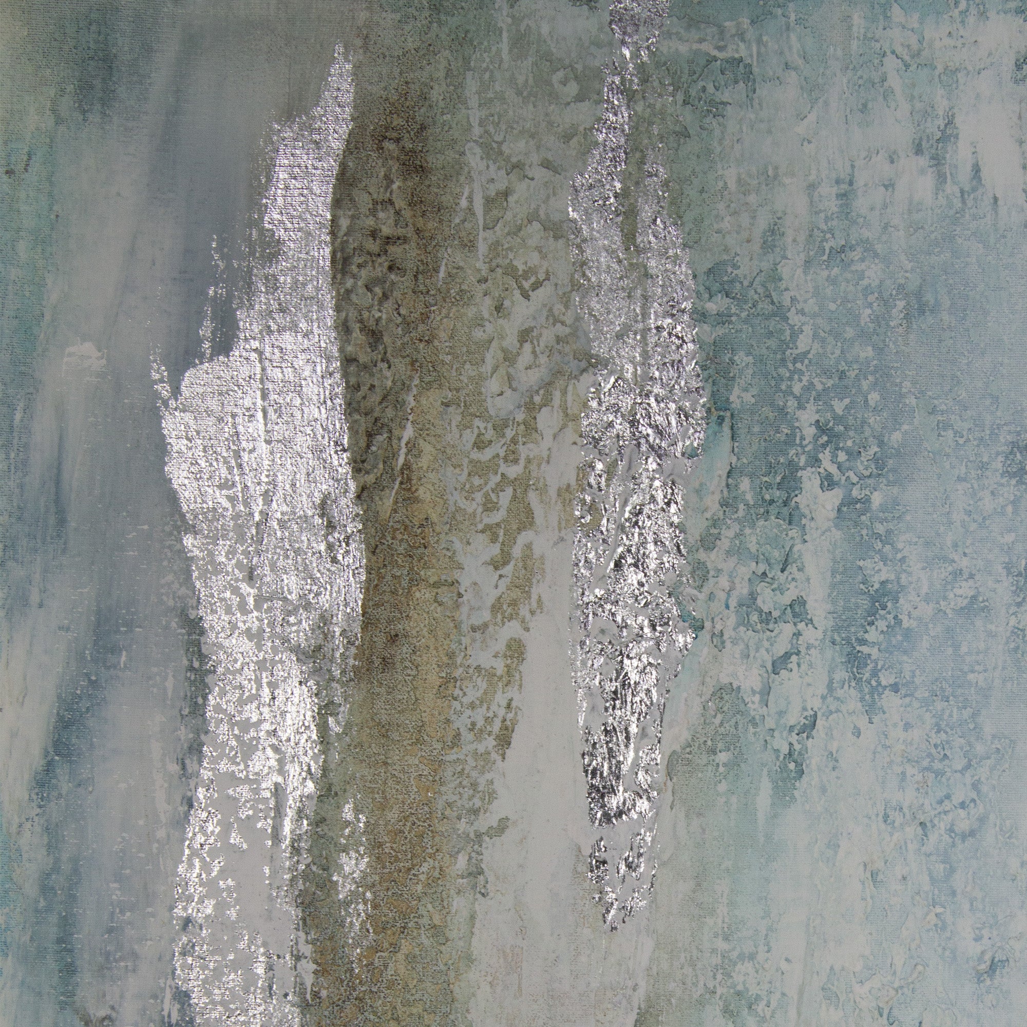 Cuadro pintado a mano original en tonos azul y plata