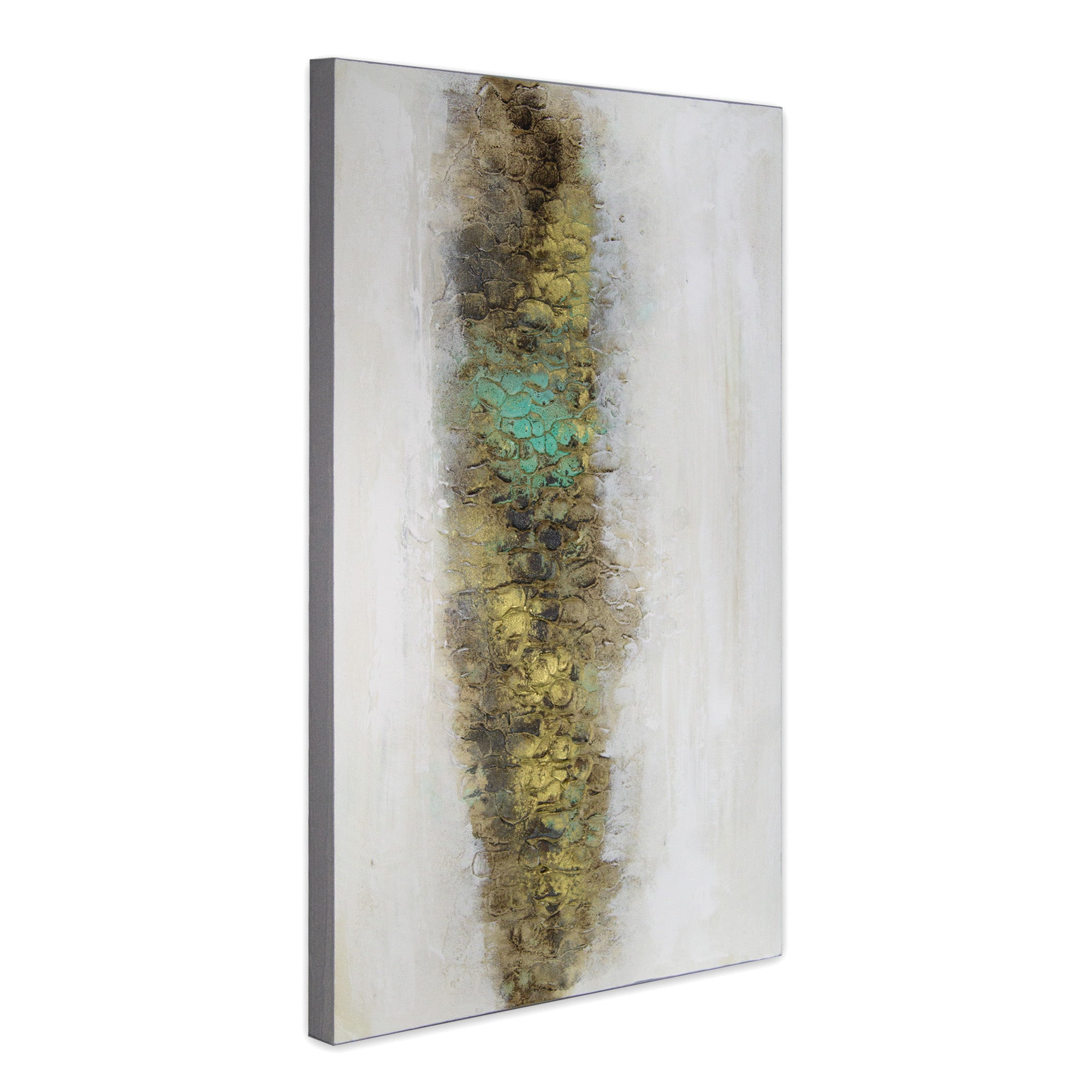 Cuadro con relieve pintado a mano en tonos tierra y dorado