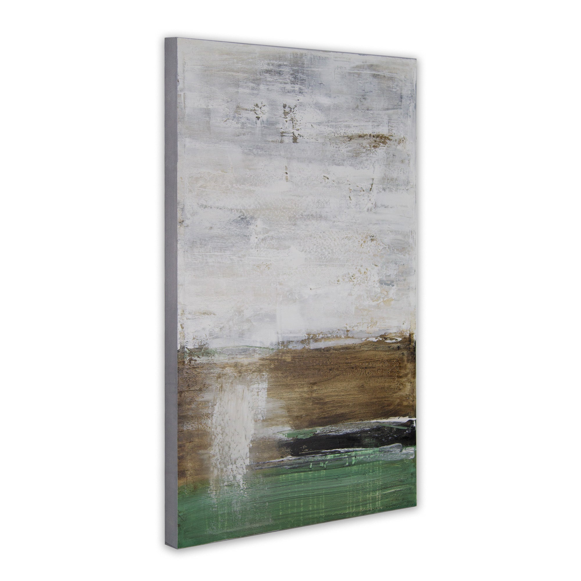 Cuadro pintado a mano moderno con contraste en tonos tierra y verde