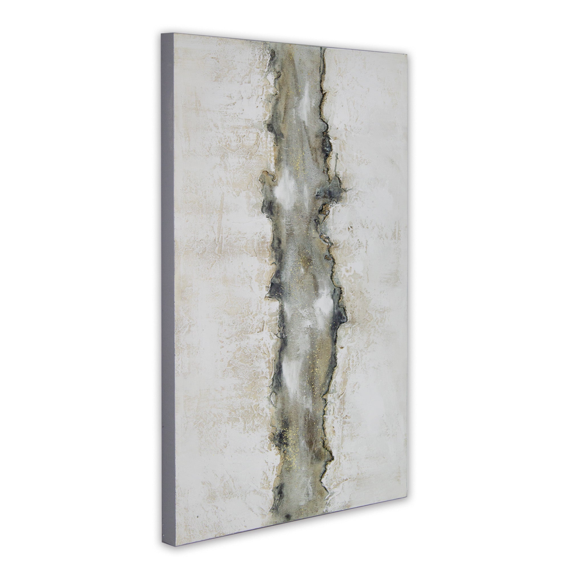 Cuadro con relieve pintado a mano en tonos beige y grafito