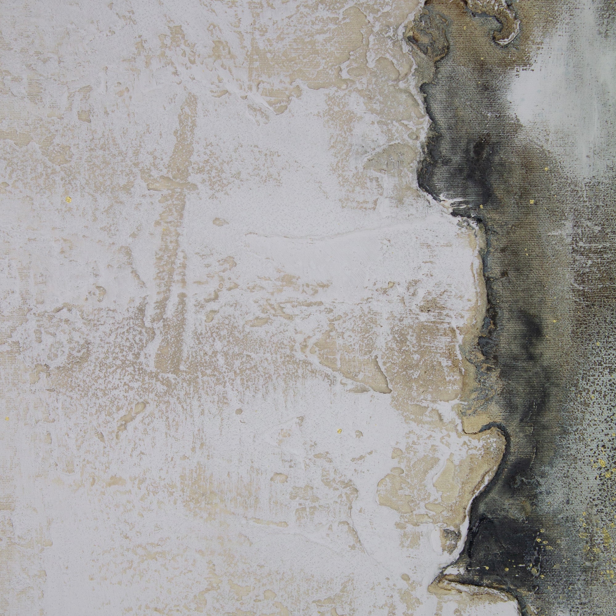 Cuadro con relieve pintado a mano en tonos beige y grafito