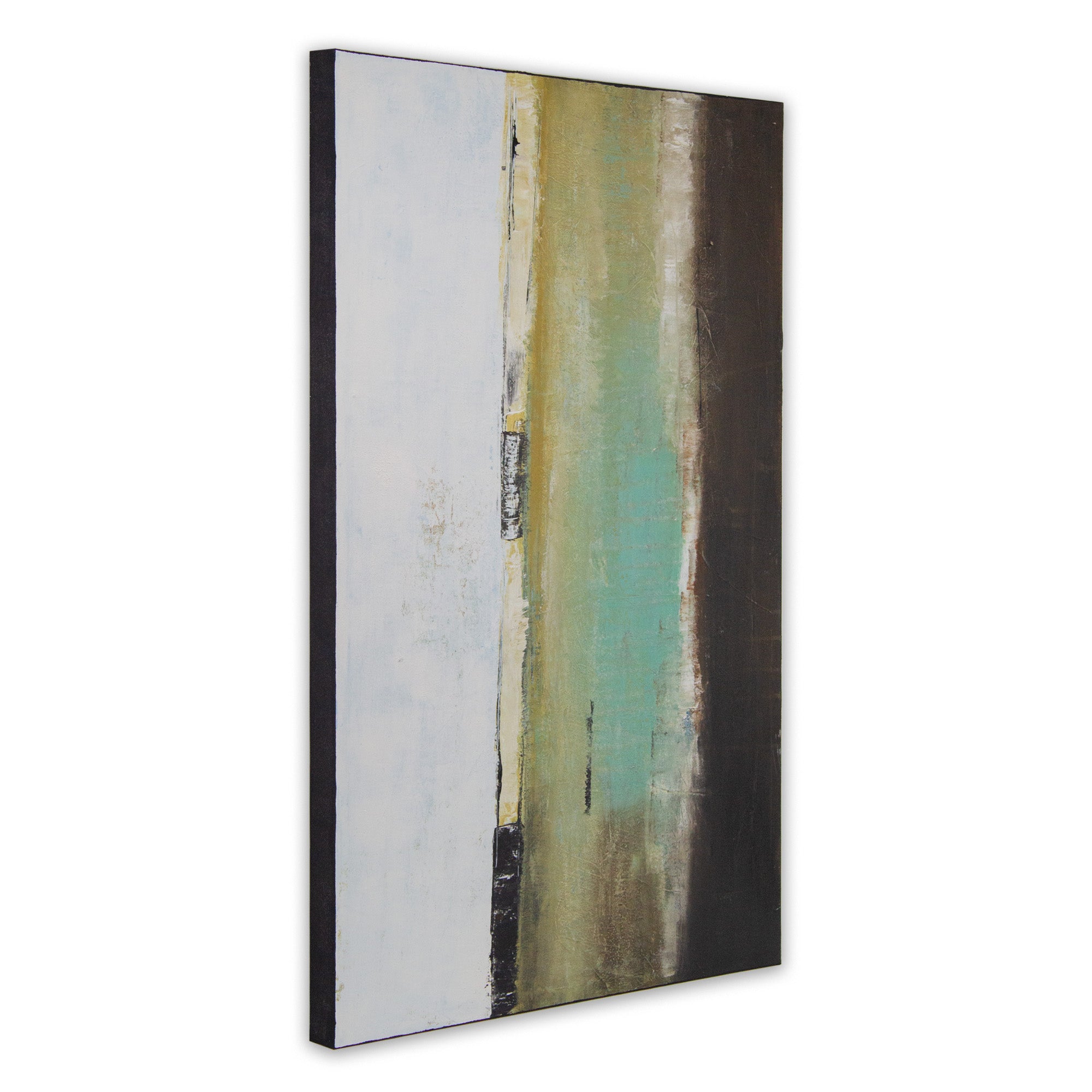 Cuadro pintado a mano en tonos aguamarina y ocres difuminados