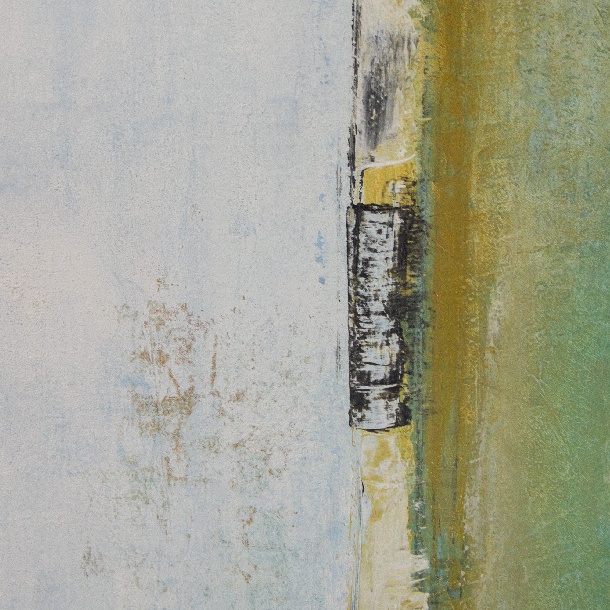 Cuadro pintado a mano en tonos aguamarina y ocres difuminados