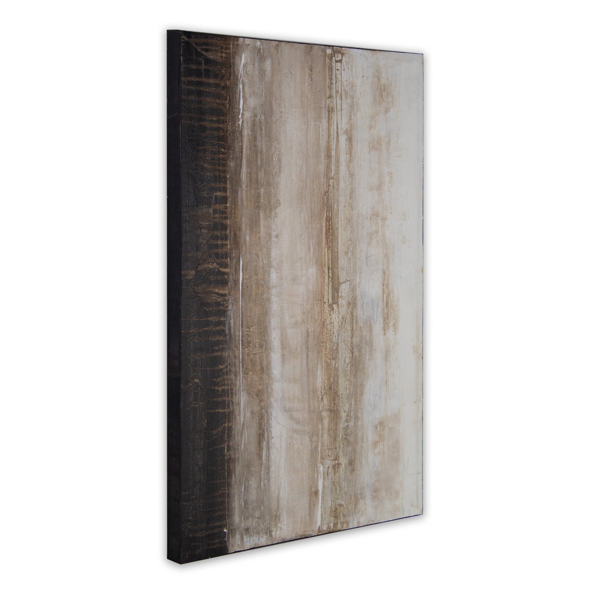 Cuadro de pintura abstracta en tonos tierra y blanco texturizado