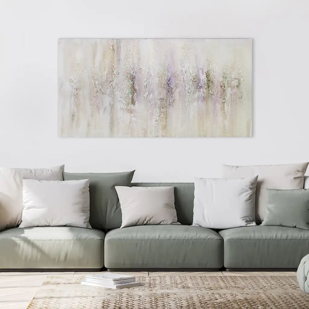 Cuadro pintado a mano con relieve en tonos metálicos suaves