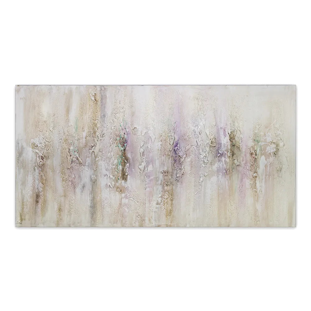 Cuadro pintado a mano con relieve en tonos metálicos suaves