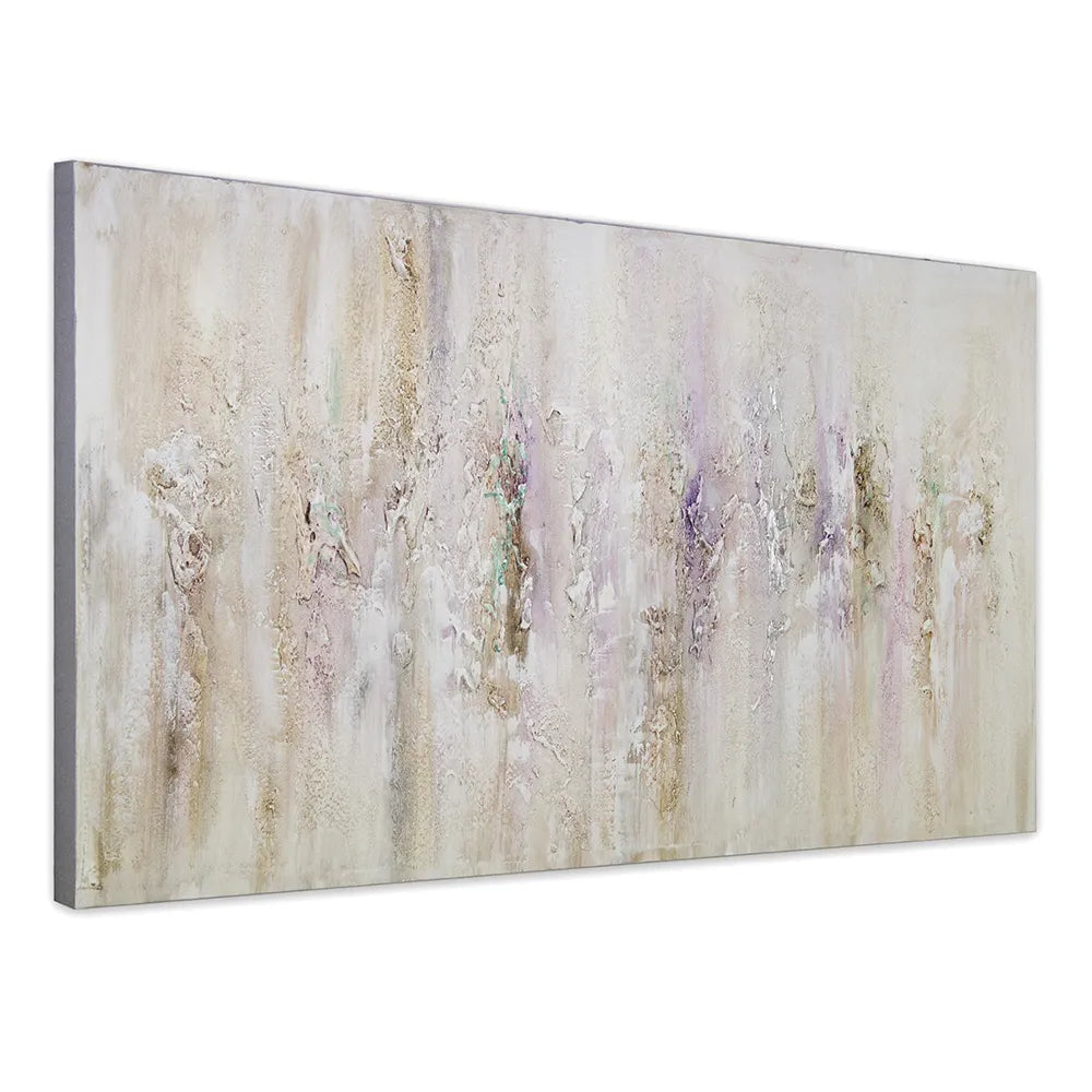 Cuadro pintado a mano con relieve en tonos metálicos suaves