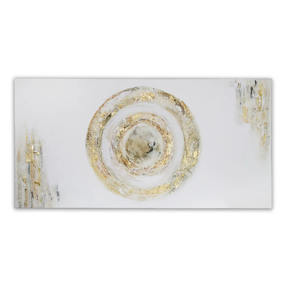 Cuadro con relieve pintado a mano en tonos dorados y tierra