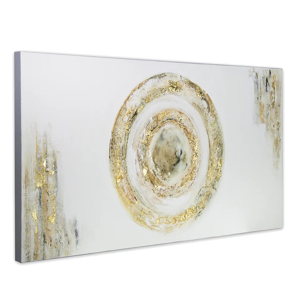 Cuadro con relieve pintado a mano en tonos dorados y tierra