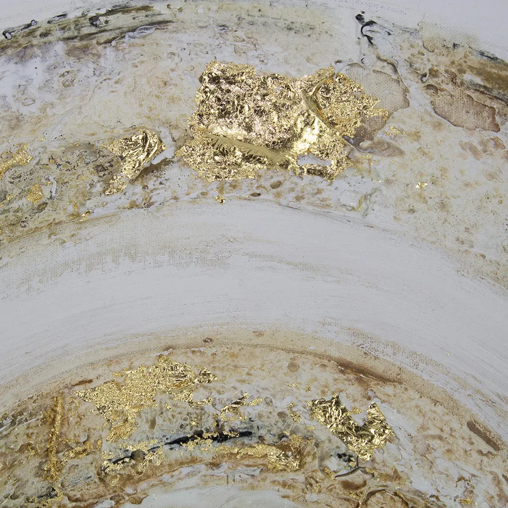 Cuadro con relieve pintado a mano en tonos dorados y tierra