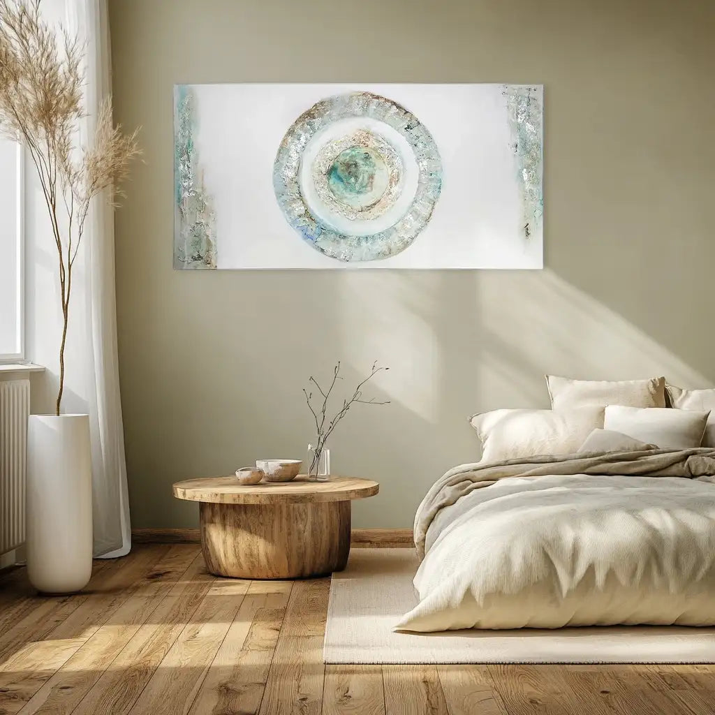 Cuadro con relieve con texturas plateadas
