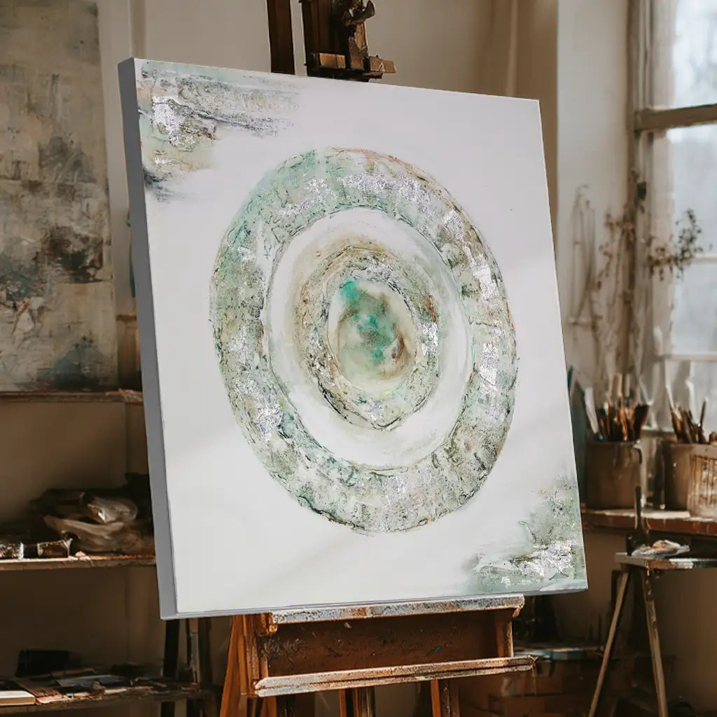 Cuadro con relieve con texturas plateadas