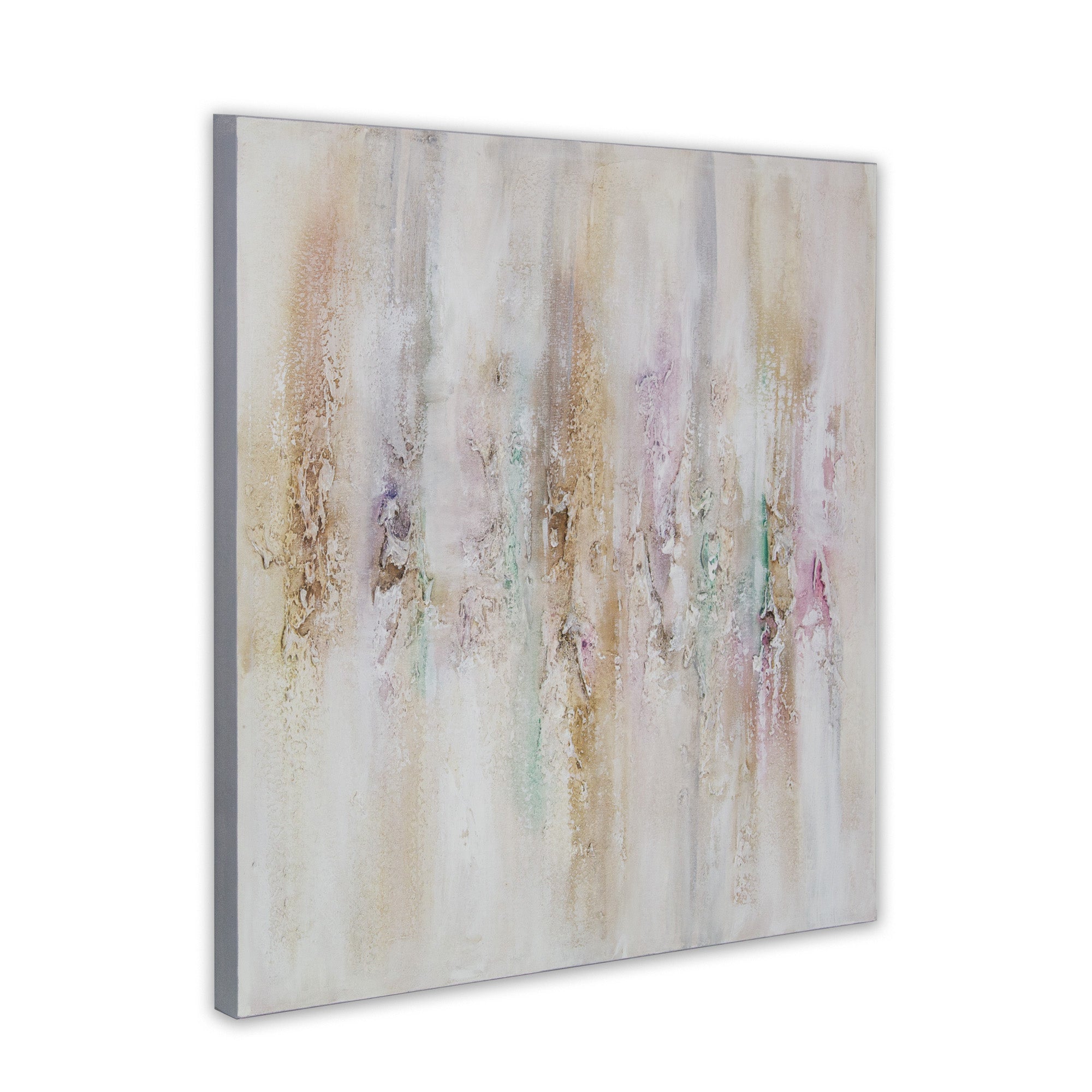 Cuadro pintado a mano con relieve en tonos metálicos suaves