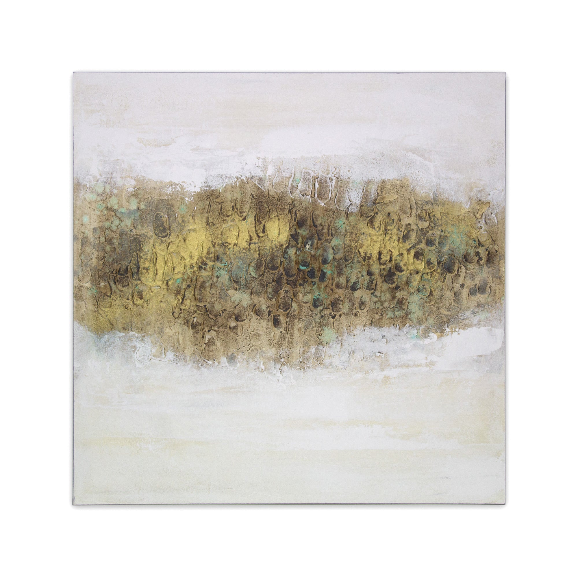 Cuadro con relieve pintado a mano en tonos tierra y dorado