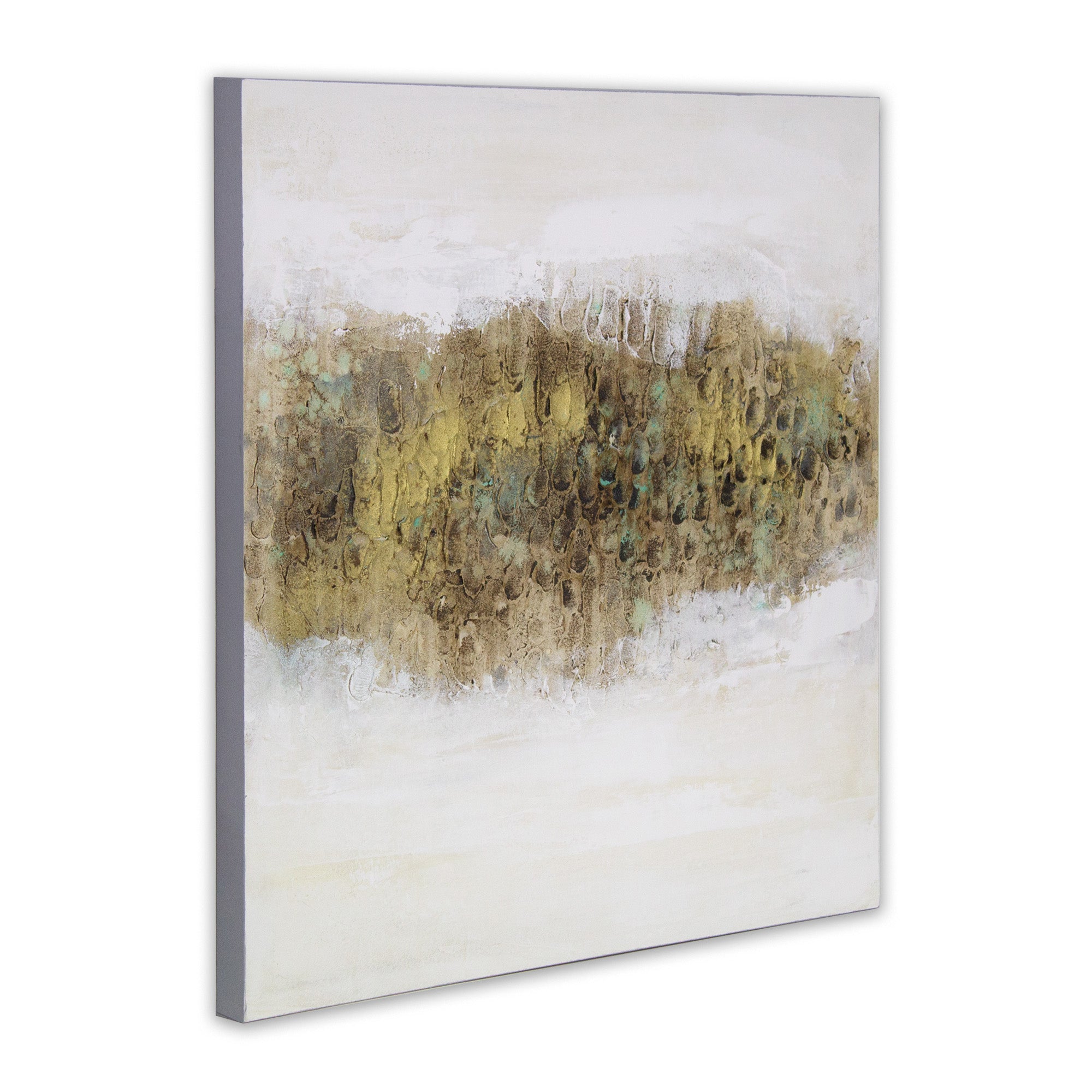 Cuadro con relieve pintado a mano en tonos tierra y dorado