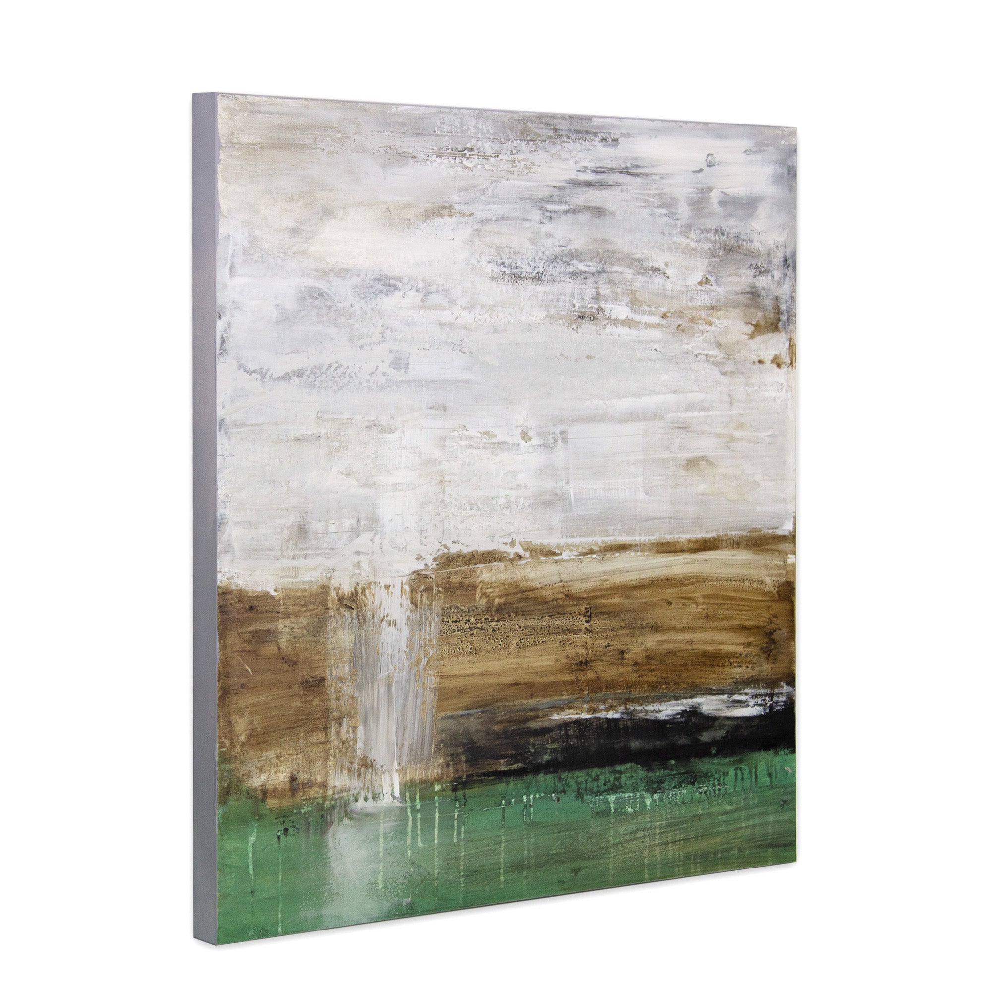 Cuadro pintado a mano moderno con contraste en tonos tierra y verde