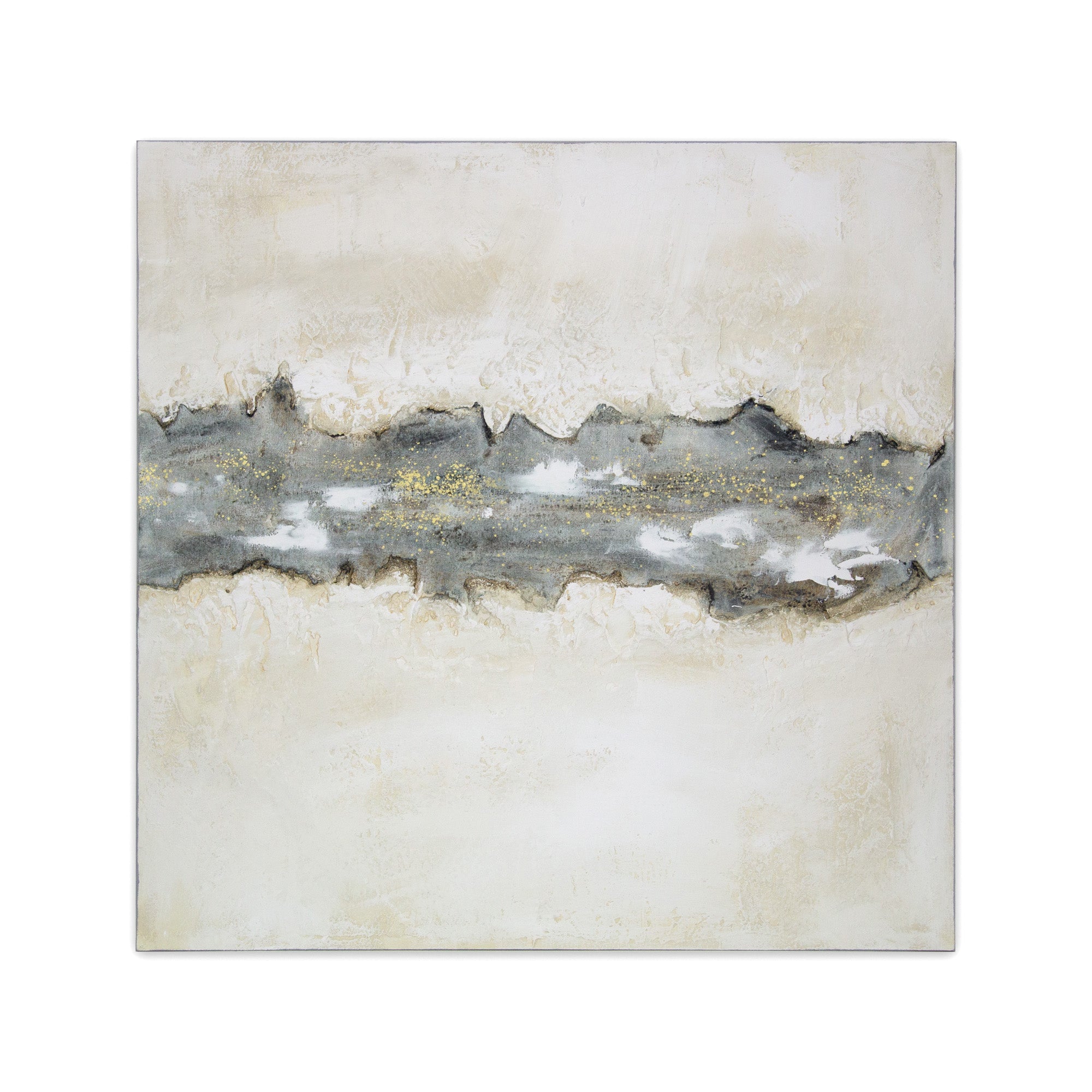 Cuadro con relieve pintado a mano en tonos beige y grafito