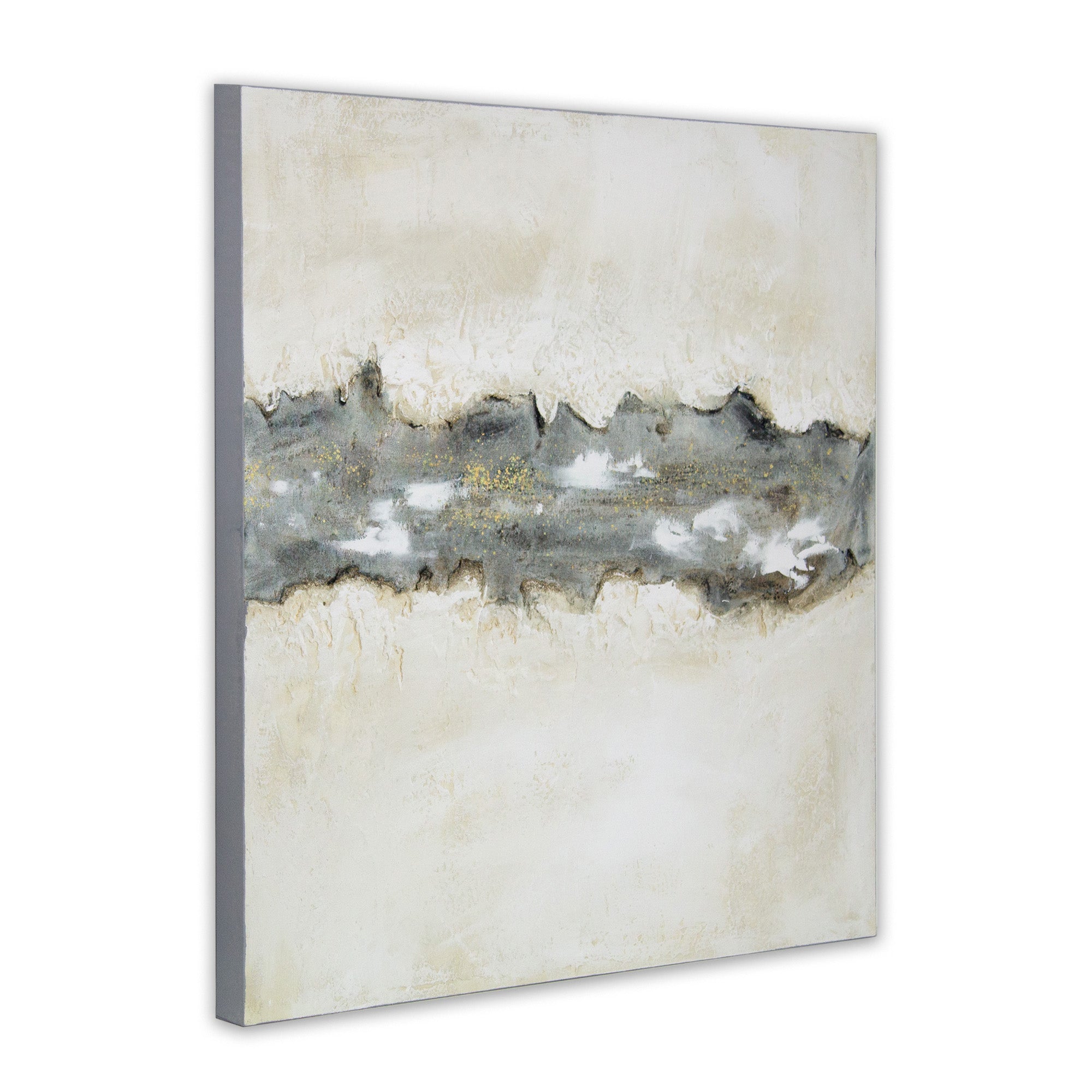 Cuadro con relieve pintado a mano en tonos beige y grafito