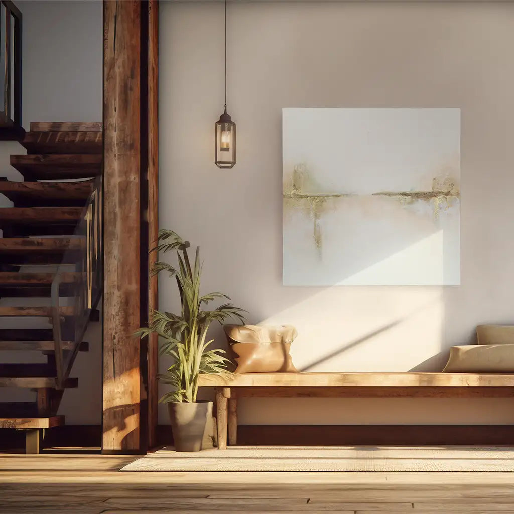 Cuadros con relieve con detalles dorados y fondo neutro