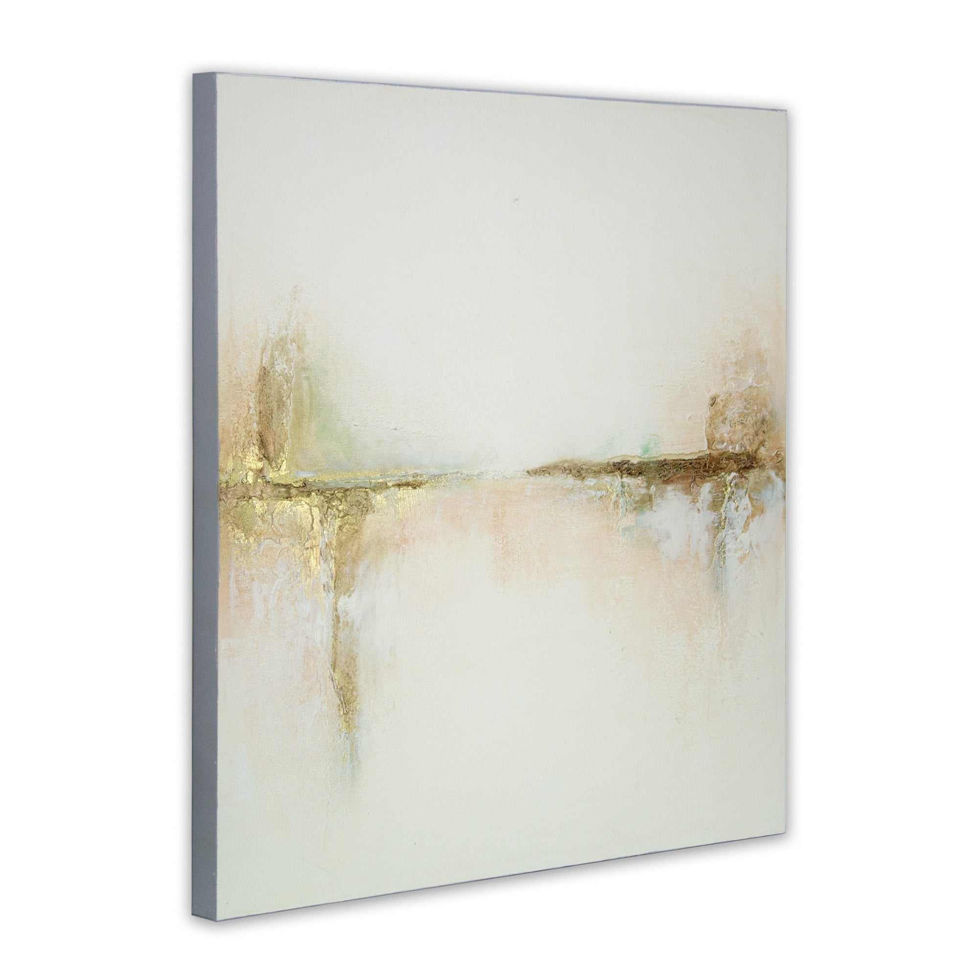 Cuadros con relieve con detalles dorados y fondo neutro