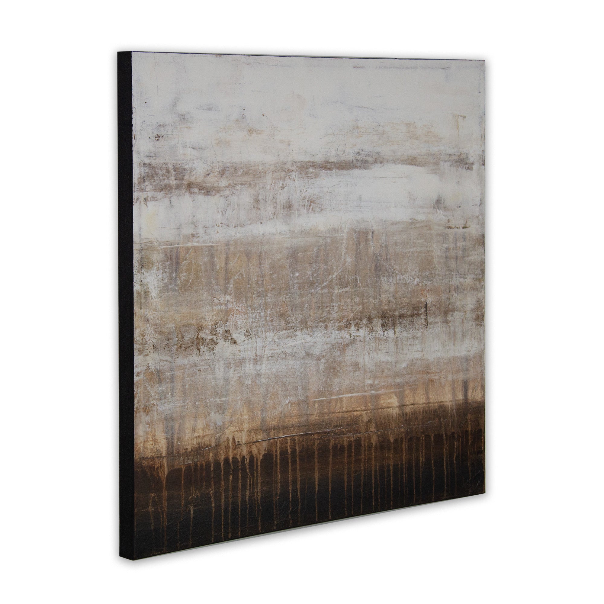 Cuadro de pintura abstracta en tonos tierra y blanco texturizado