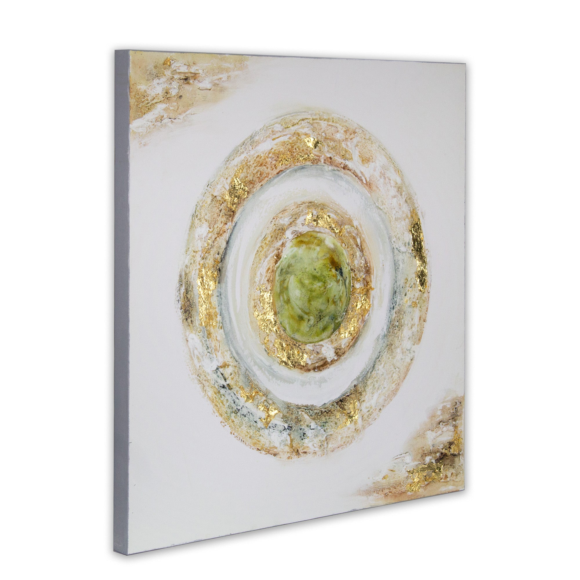 Cuadro con relieve pintado a mano en tonos dorados y tierra